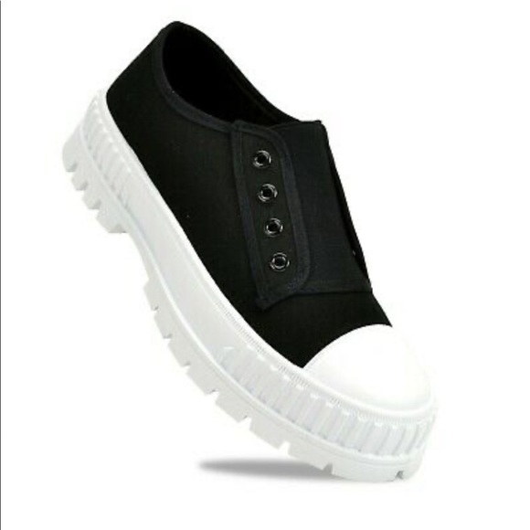 Black canvas chunky sneaker - Picture 7 of 8